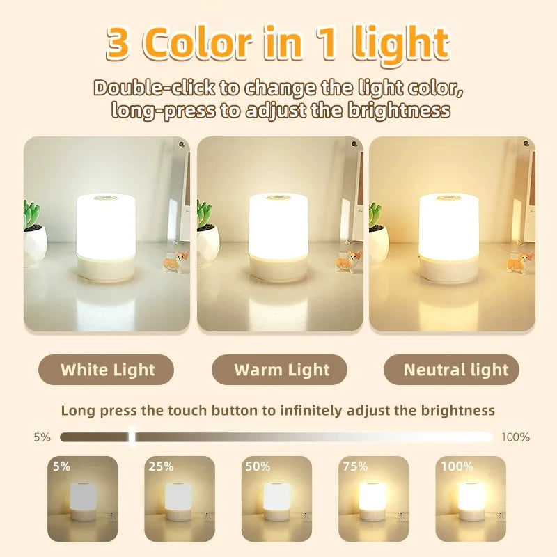 Touch LED Night Lamp 3 Modes USB Charging for Kids