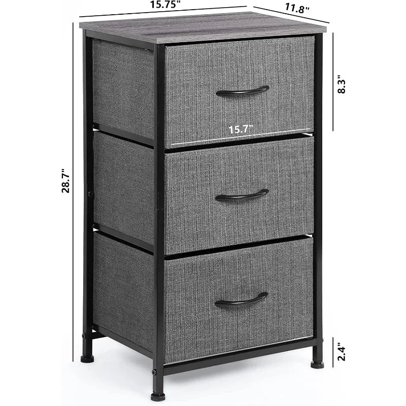 Tall Dresser Storage with 3 Fabric Drawers - Versatile Organizer