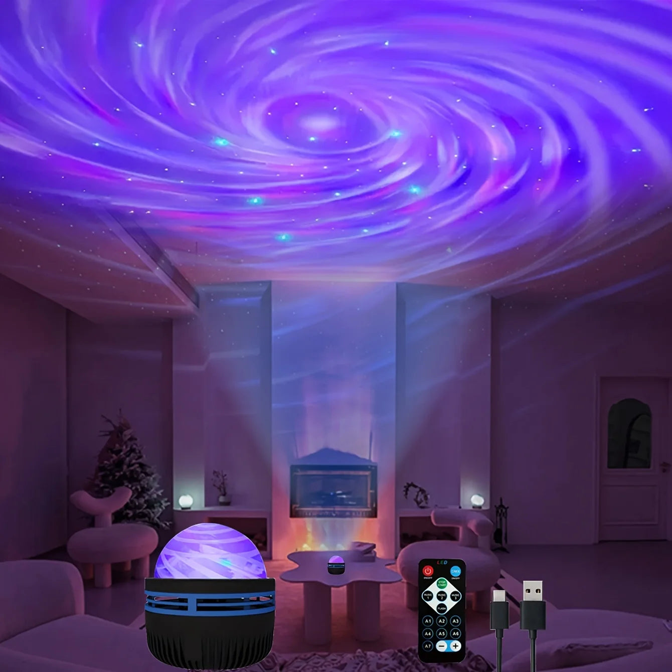 Starry Sky Galaxy Lamp: LED Night Light & Sound Active Projector