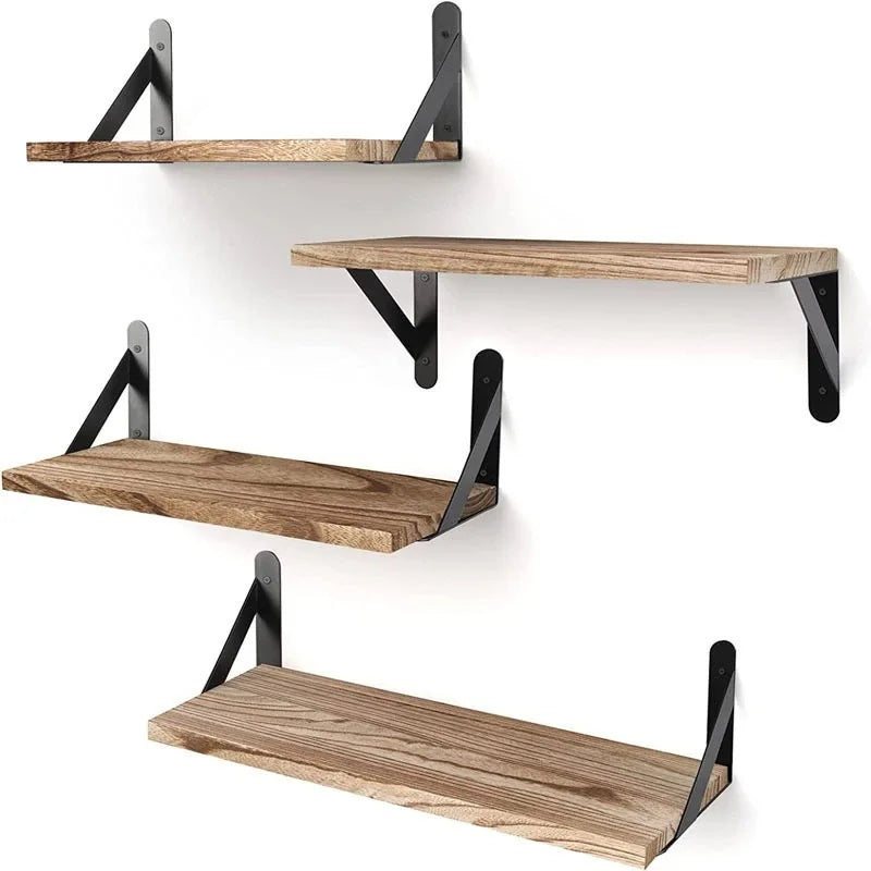 Solid Wood Floating Shelf Set - Wall Storage & Decor