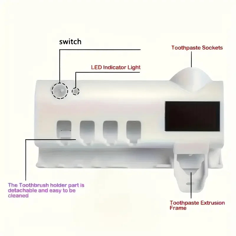 Automatic Toothbrush & Toothpaste Dispenser Set - Wall Mounted